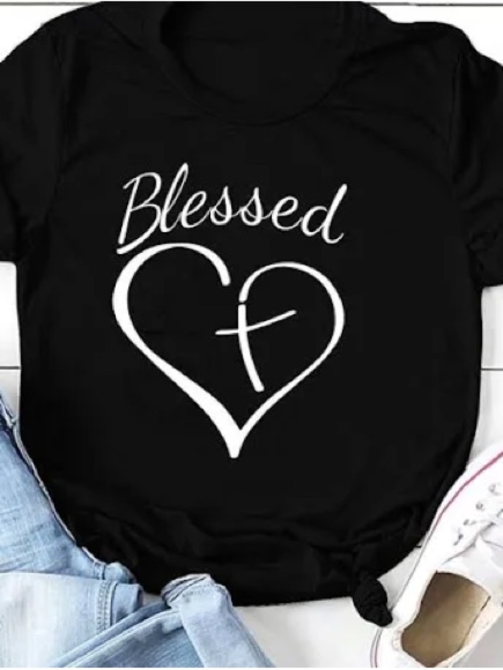 Blessed Heart Graphic Tee - Black